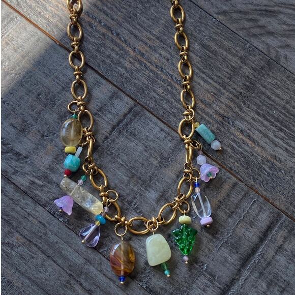 NEW Funky Glass Chunky Charm Necklace - Picture 3 of 16